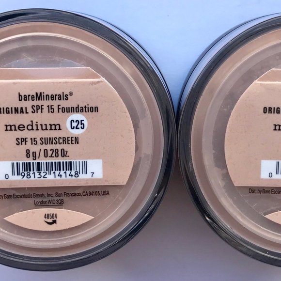 #NWT bareMinerals SPF15 Original Foundation Medium C25 (8g/0.28oz) - Lot of 2 - Picture 1 of 2